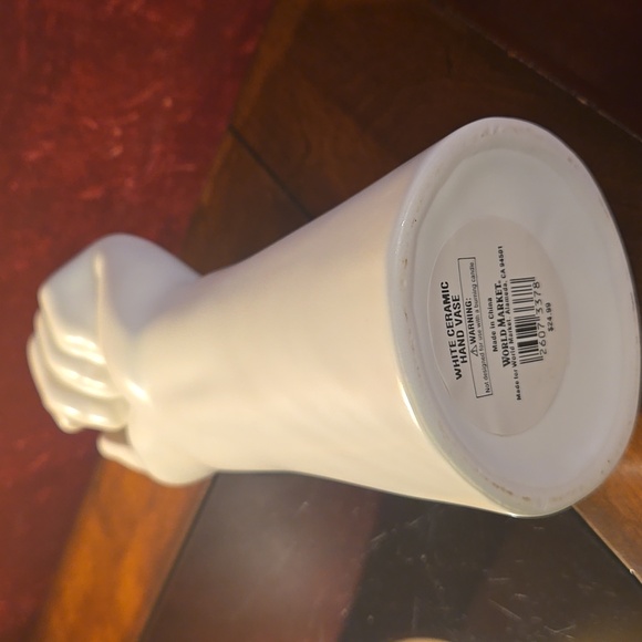 Hand Vase - White/Ceramic - World Market - Approximately 10.5" - Picture 6 of 9